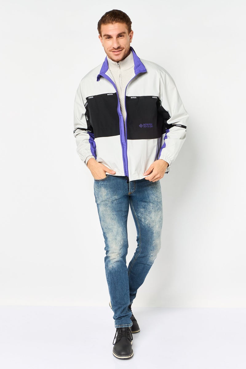 SELECTED Men Mock Neck Long Sleeve Embroidered Windbreaker Jacket, Multicolor - Image 3