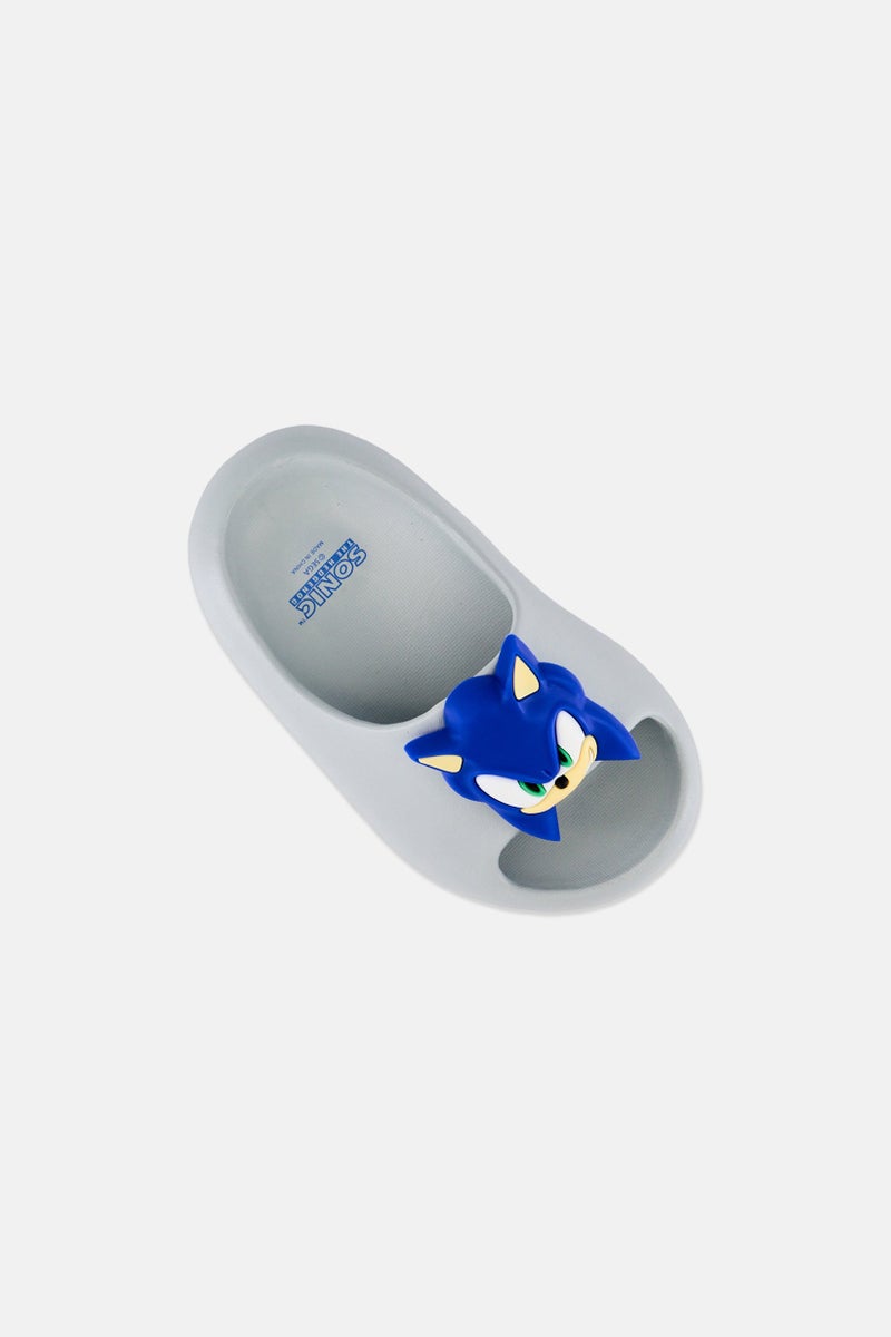 SONIC Toddlers Boy Sonic The Hedgehog Slip On Slides, Light Grey - Image 3