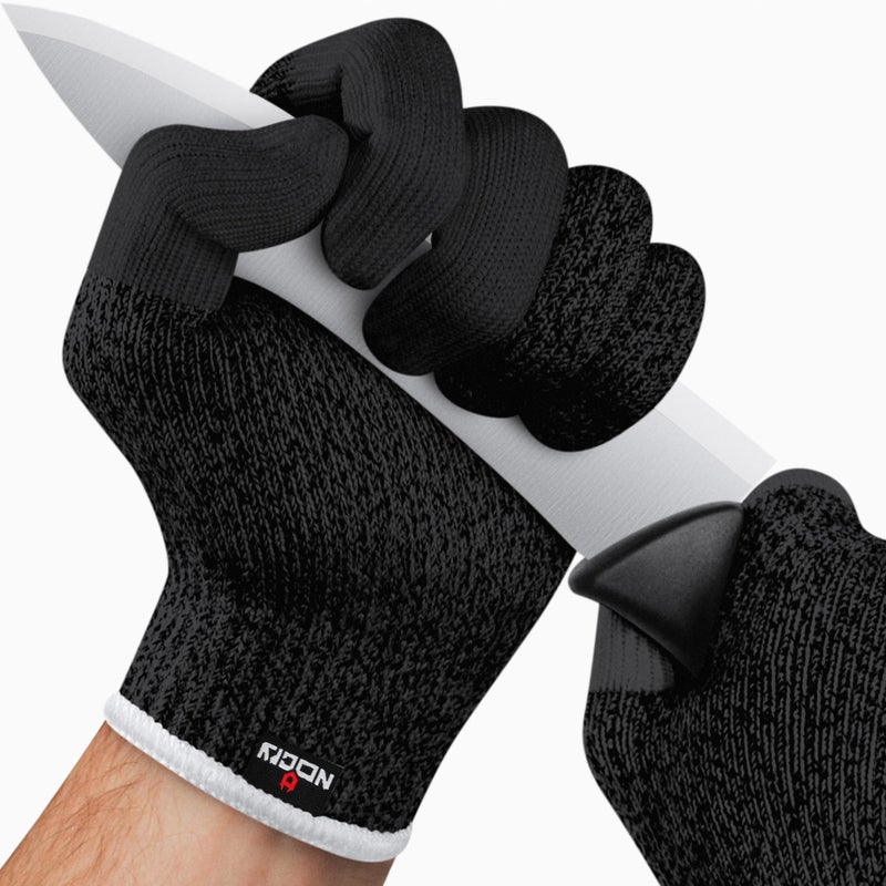 قفازات عمل مقاومة للقطع من NoCry للنساء والرجال مع أصابع معززة مريحة 100 درجة غذائية لحماية اليدين في المطبخ معدات أمان مزدوجة الاستخدام لحماية من القطع بمستوى 5