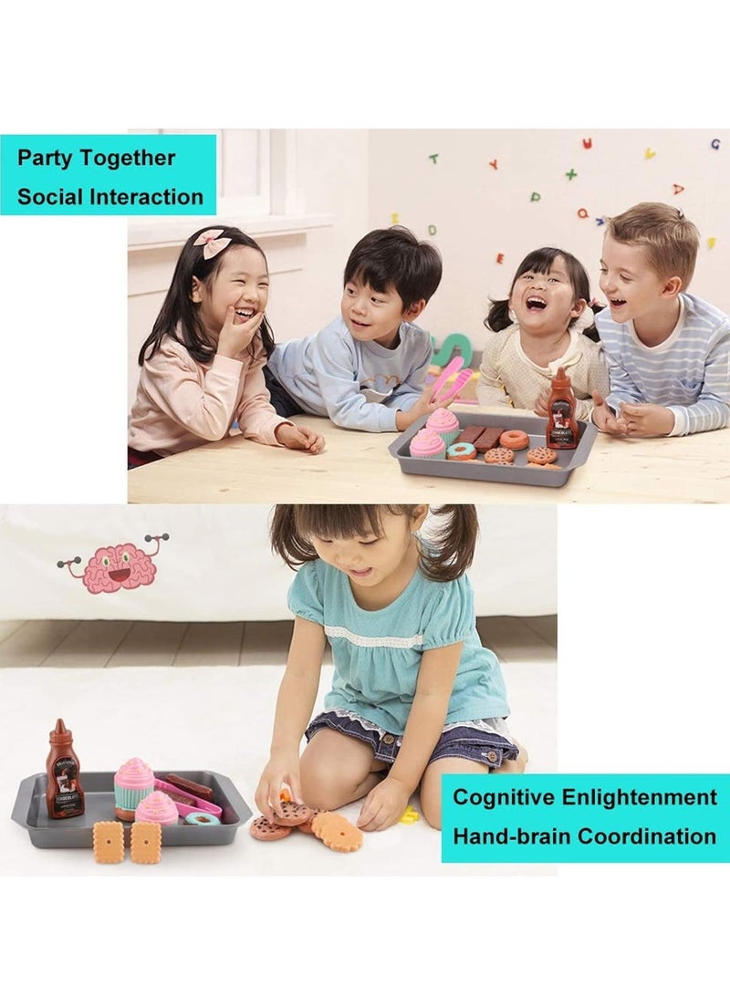 Cookie Play Food Set - Play Food for Kids Kitchen, Toy Food Accessories, Toy Foods with Play Baking Cookies and Cupcakes Plastic Food for Pretend Play, Kids Toddler Childrens Birthday Gifts - Image 2