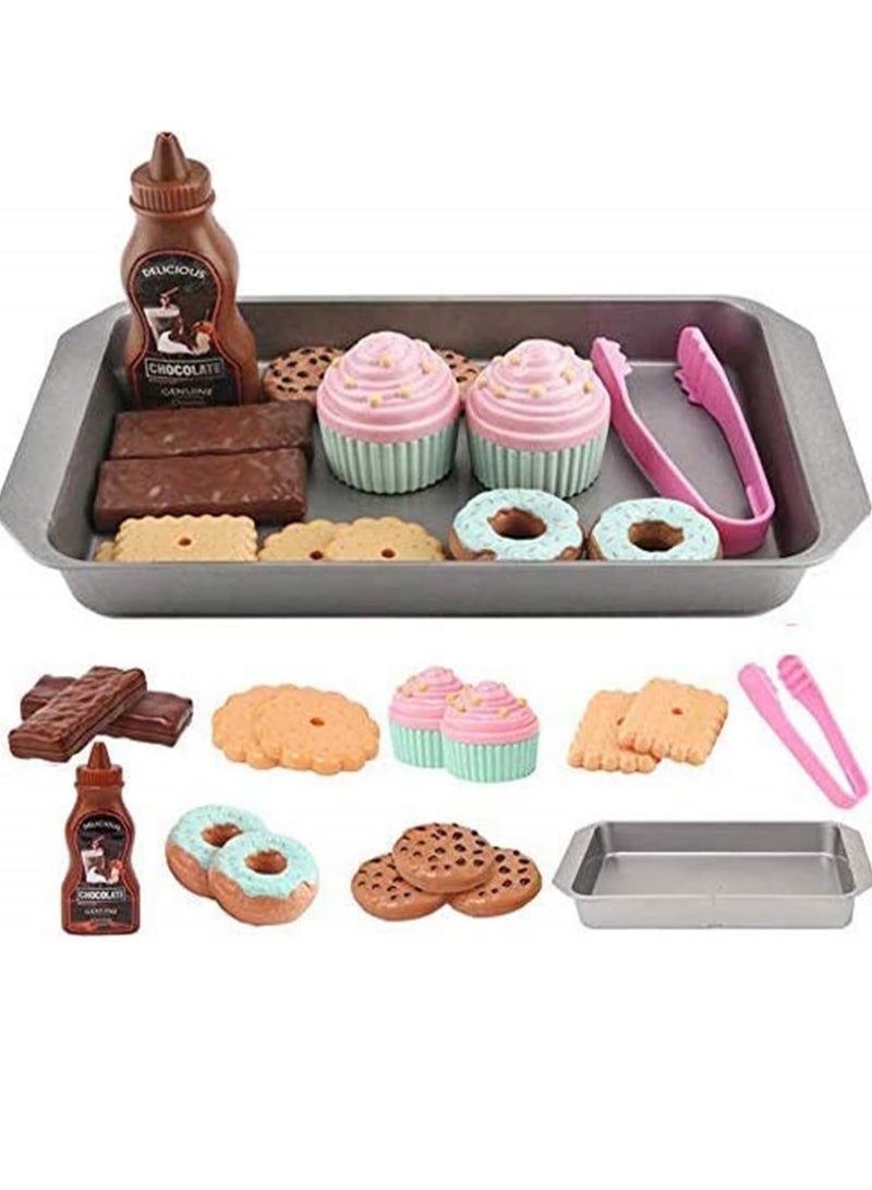 Cookie Play Food Set - Play Food for Kids Kitchen, Toy Food Accessories, Toy Foods with Play Baking Cookies and Cupcakes Plastic Food for Pretend Play, Kids Toddler Childrens Birthday Gifts - Image 1