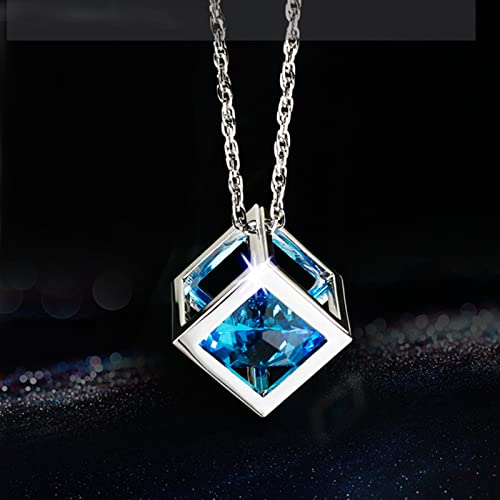 Fsforcar Bling Diamond Cube Car Rear View Mirror Charms, Crystal Rhinestone Cube Hanging Ornament for Automotive, Home Decor (Blue) - Image 1
