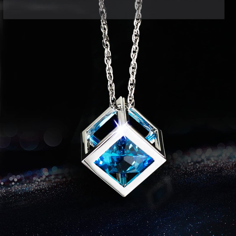 Fsforcar Bling Diamond Cube Car Rear View Mirror Charms, Crystal Rhinestone Cube Hanging Ornament for Automotive, Home Decor (Blue) - Image 4