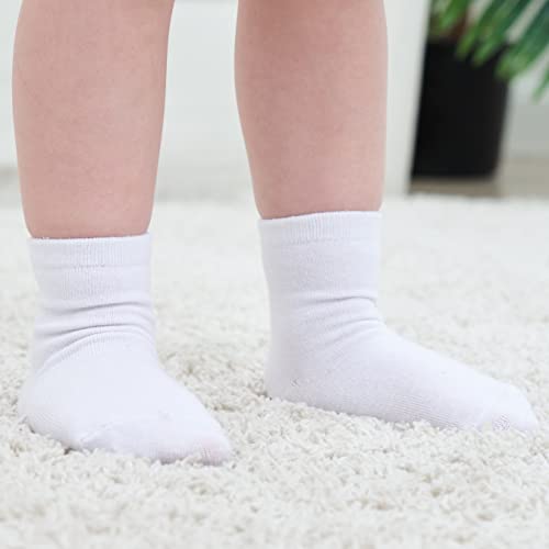 ZAPLES Baby Non Slip Grip Crew Socks with Anti Skid Soles for Infants Toddlers Kids Boys Girls, White, 12-36 Months - Image 3