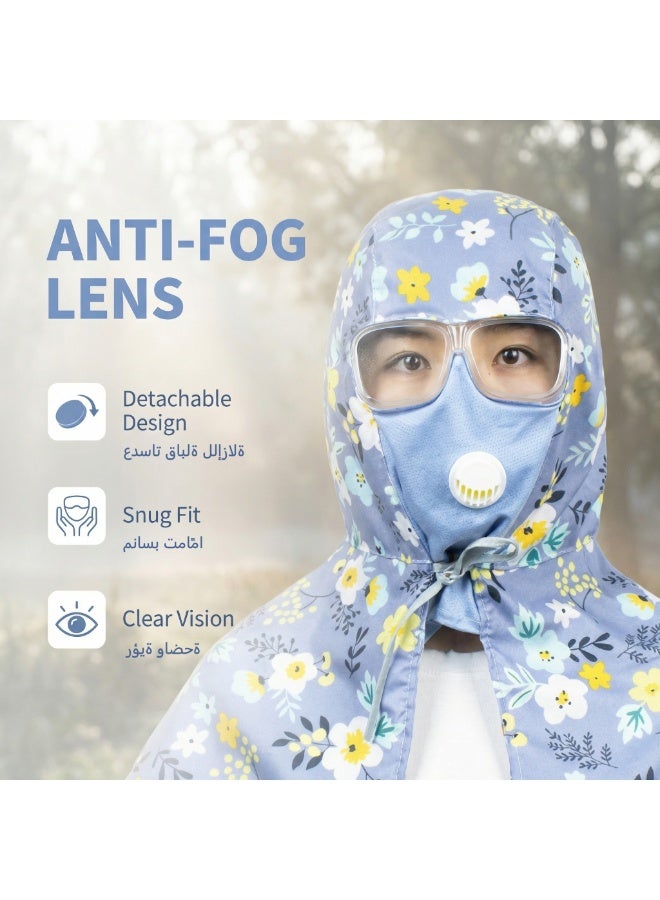 Zesen Women's cape/hood, dustproof and windproof, with detachable anti-fog lenses and a breathing valve to accommodate prescription glasses. - Image 2