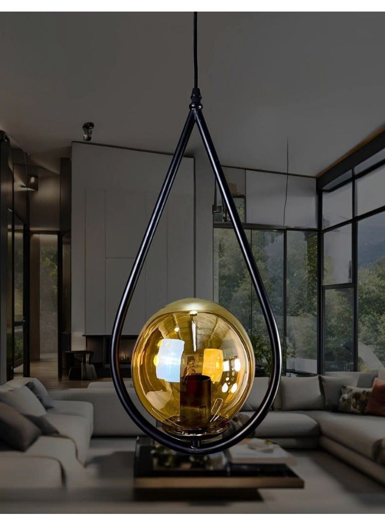 Modern single metal pendant with 1 bulb  High quality teardrop shaped material