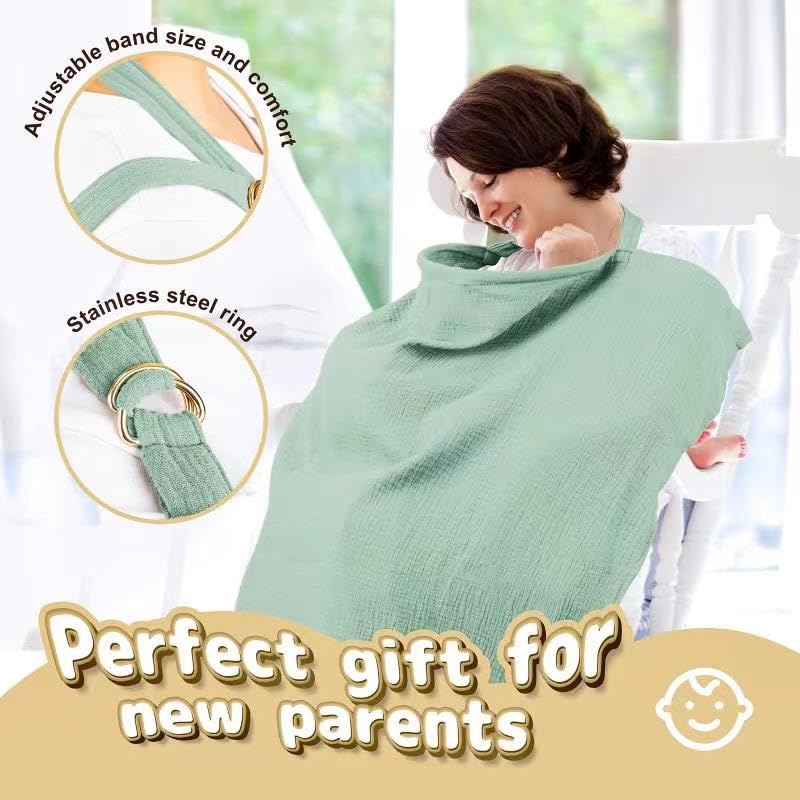 CORATED Nursing Cover for Baby Breastfeeding, Muslin Breathable Breastfeeding Cover Essentials with Rigid Hoop, Multi-use Adjustable Privacy Nursing Apron Cover - Image 2