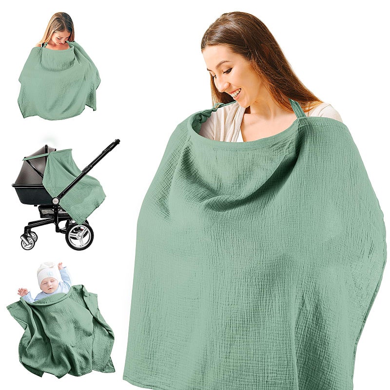 CORATED Nursing Cover for Baby Breastfeeding, Muslin Breathable Breastfeeding Cover Essentials with Rigid Hoop, Multi-use Adjustable Privacy Nursing Apron Cover - Image 1