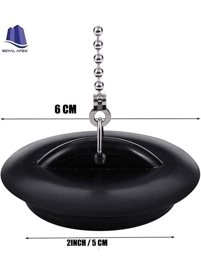 Biella 1.1/2 Inch Tub Stopper Bathroom Sink Drain Plug Silicone Bathtub Drain Stopper With Chains For Kitchen Bathtub Bathroom Sink Drains - Image 2