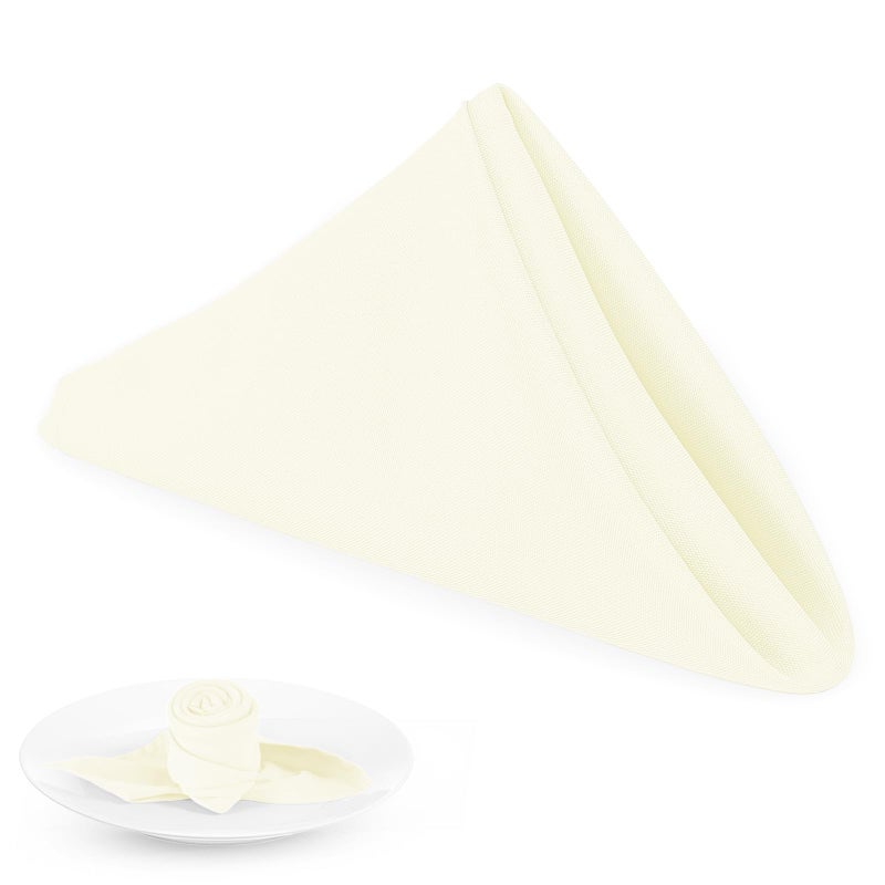 PLOYMONO Ivory Heavy Duty Cloth Napkins 17 x 17 Inch Solid Washable Polyester Dinner Napkins Set of 8 Napkins with Hemmed Edges Great for Weddings Parties Banquets Dinner More