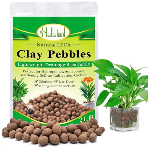 Halatool 2 LB Natural Expanded Clay Pebbles for Plants 4mm-16mm Clay Balls 100% Organic Hydroton Leca Balls for Indoor Plants Hydroponic Growing Gardening Orchids Drainage Decoration Aquaponics - Image 1
