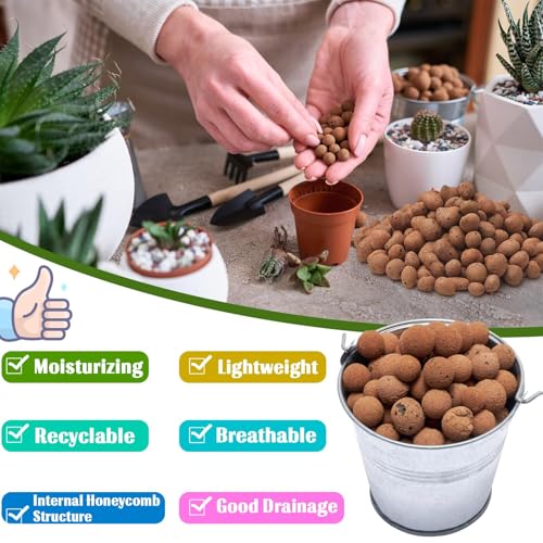 Halatool 2 LB Natural Expanded Clay Pebbles for Plants 4mm-16mm Clay Balls 100% Organic Hydroton Leca Balls for Indoor Plants Hydroponic Growing Gardening Orchids Drainage Decoration Aquaponics - Image 2