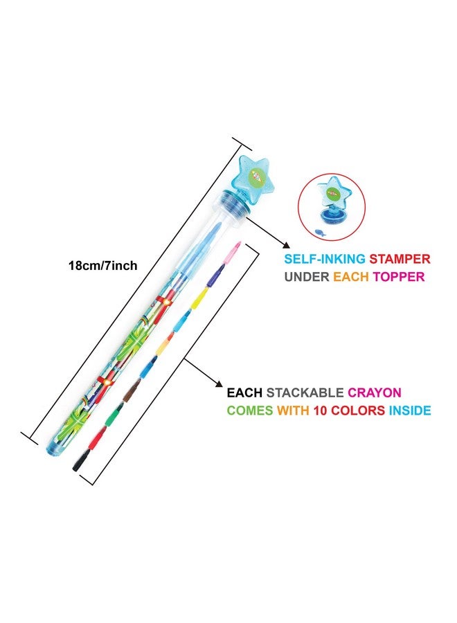 TINYMILLS 24 Pcs Religious Christian 2 in 1 Stackable Stacking Crayon with Extra Stamper Topper, Sunday School Classroom Rewards, Prizes, Christian Toys Sunday School Rewards - Image 3
