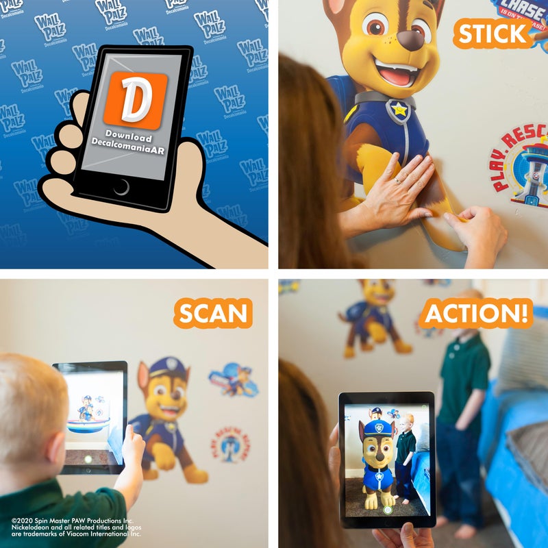 Wall Palz Nickelodeon Paw Patrol Wall Decal - 24 Chase Wall Stickers for Bedroom with 3D Augmented Reality Interaction - Paw Patrol Wall Decor - Image 3