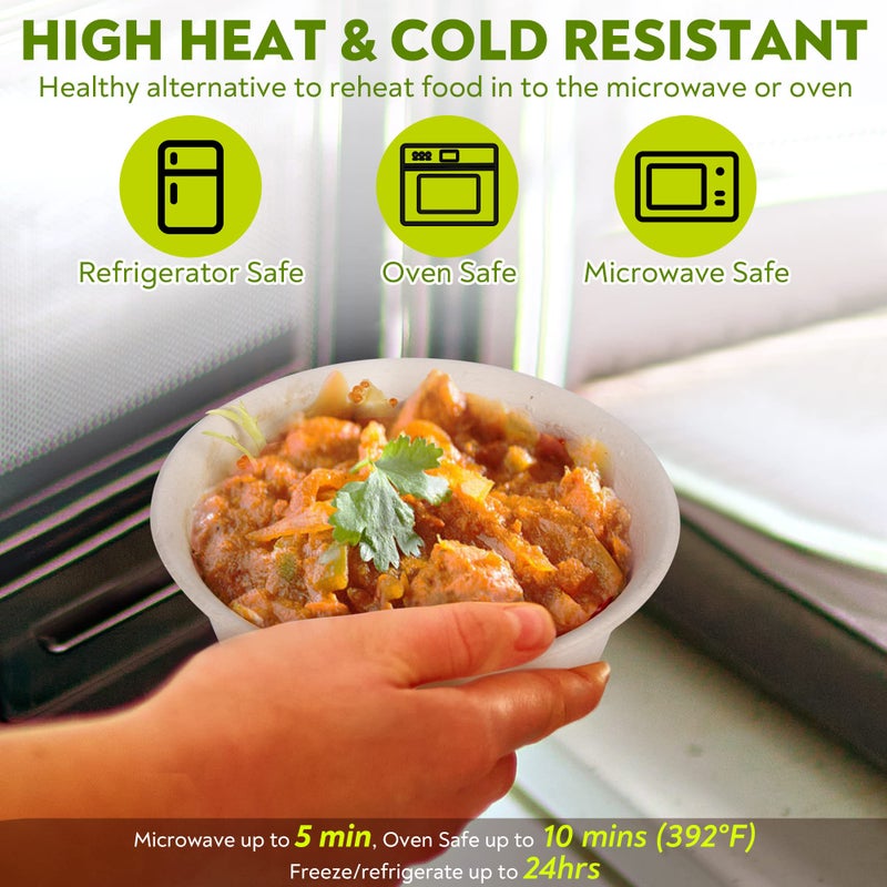 Enviro Safe Home 10 Oz Bamboo الأوعية التي يمكن التخلص منها للحساء الساخن 100 حزمة - فرن صغير القابل للخدمة الميكروويف آمنة - مثالية لوجبات الطعام الساخنة Acai والمزيد - تسرب الصديق للبيئة - Image 4
