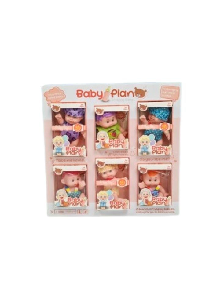 مجموعة دمى بيبي بلان السعيدة - ٦ دمى ملوّنة لطيفة للعب التظاهري للبنات