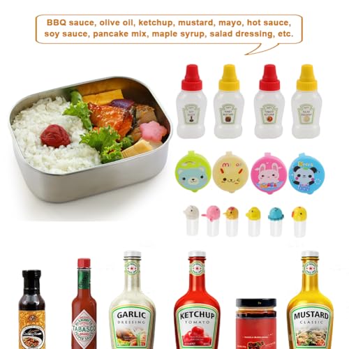 Abnaok 61PCS Silicone Lunch Box Dividers Bento Box Accessories Silicone Cupcake Liners, Lunch Box Accessories Including Food Picks Mini Condiment Bottles for Lunch Containers Accessories - Image 4