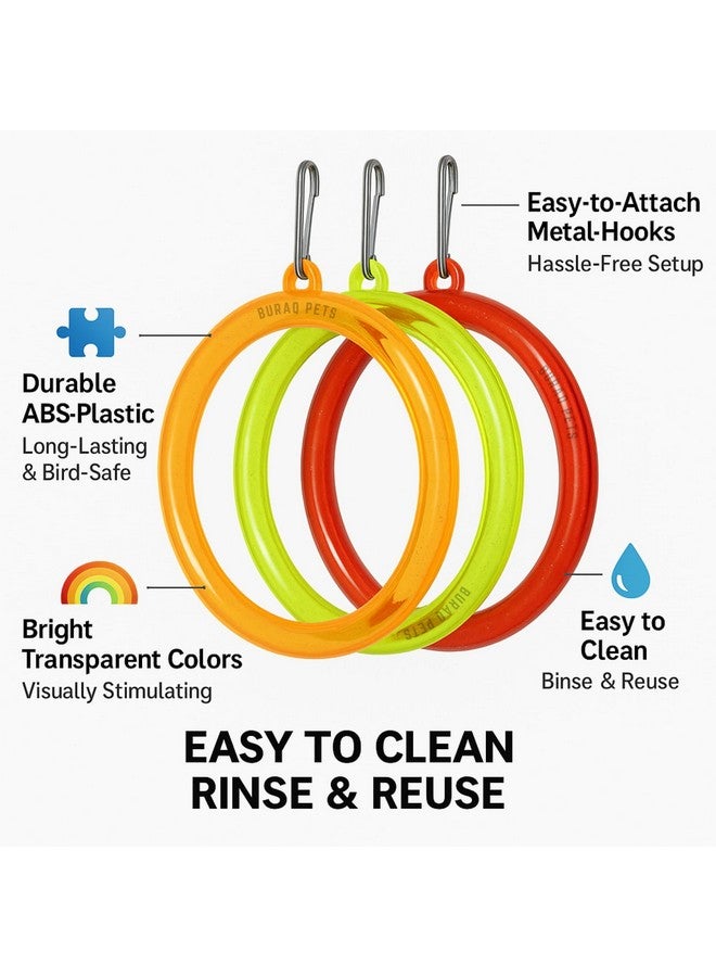 Buraq 3 Pcs Interactive Playful Bird Hanging Ring - for Hanging Swing | Holding | Chewing & Playing | Set Suitable for Love Birds | Budgies | Parrot | Cockatiel | Conure | Finches - Image 4