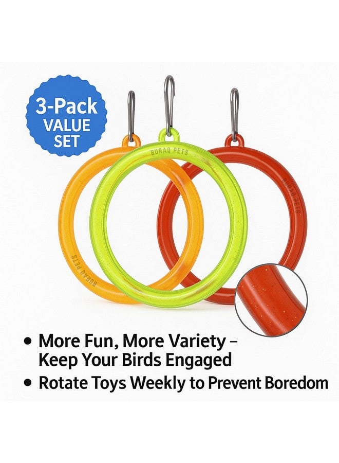 Buraq 3 Pcs Interactive Playful Bird Hanging Ring - for Hanging Swing | Holding | Chewing & Playing | Set Suitable for Love Birds | Budgies | Parrot | Cockatiel | Conure | Finches - Image 5