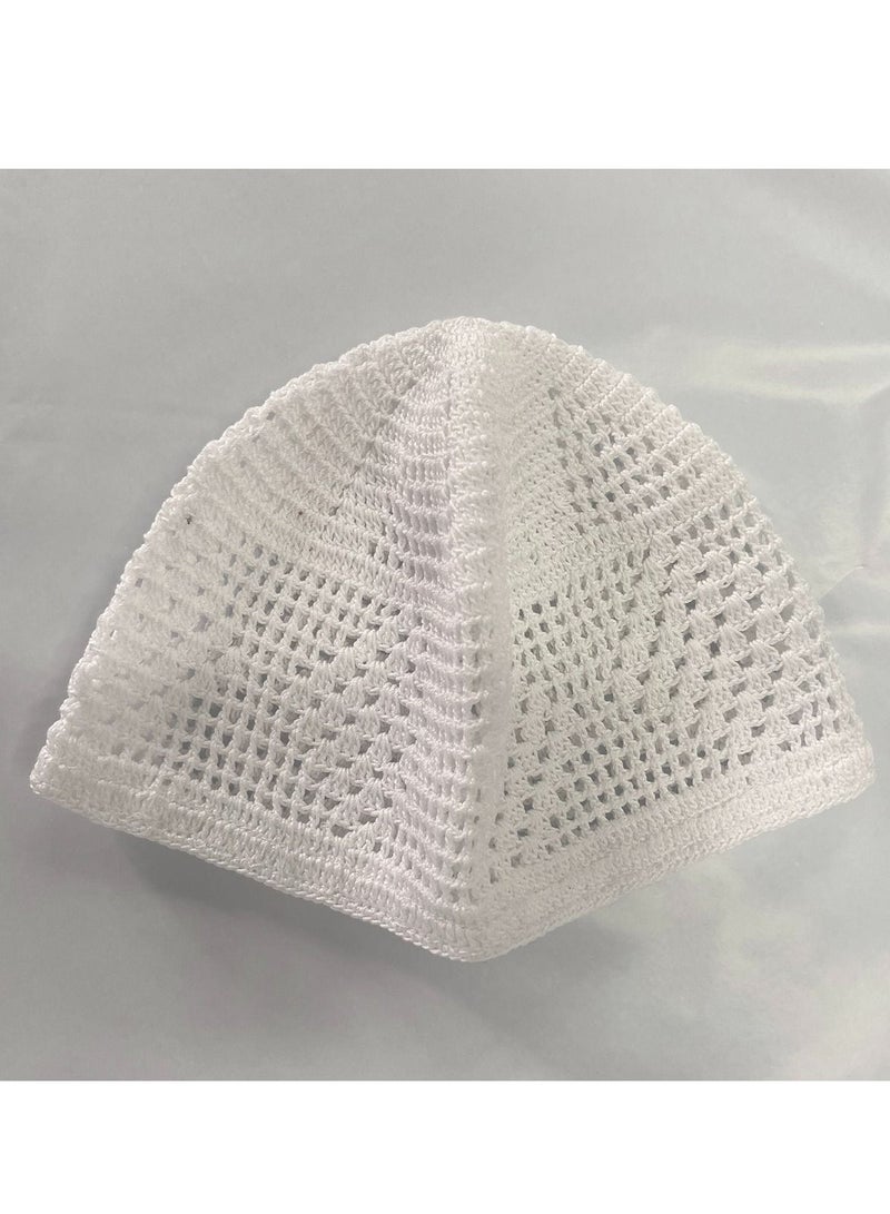 Loquat Arabic Men's Handmade Crochet Hat Cotton Inner Cap White 