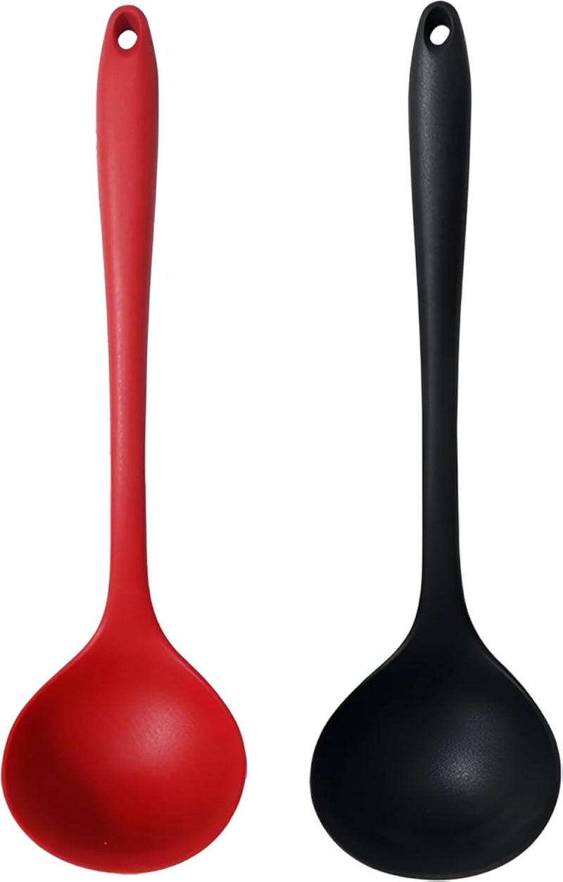 Silicone Scoop - Large Multifunctional Kitchen Spoon with Long Handle, 20cm for Home, Restaurant, and Cooking, Vibrant Colors, Durable Food Serving Utensil (piece-2)