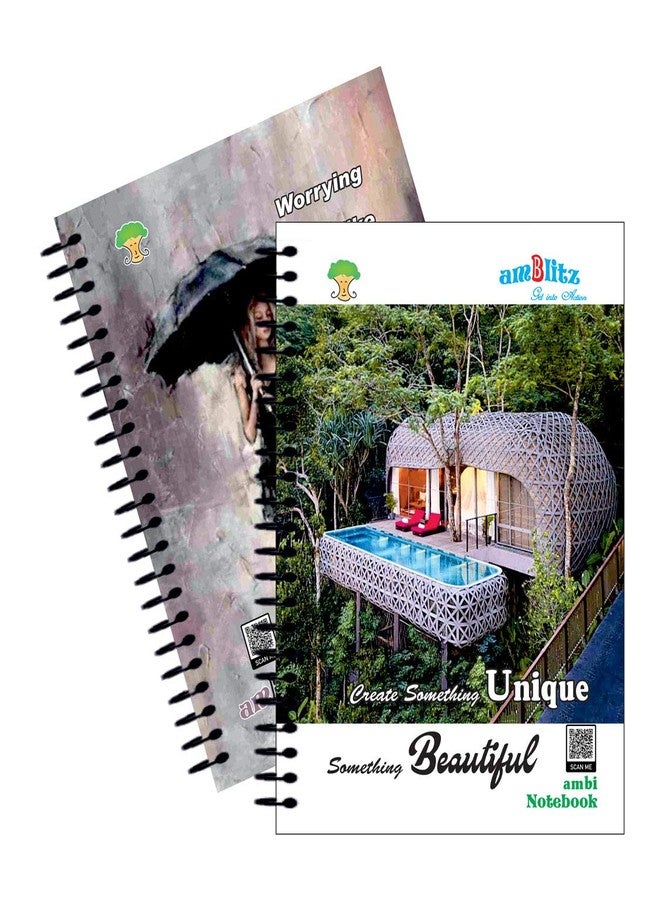 amblitz Notebook | 200 Pages | Pack of 2 Notebooks | Ruled Single Line | Short Notebook | A5 Size | Contains Coloured Pages | 5 Different Colors | Code 0317 | - Image 2