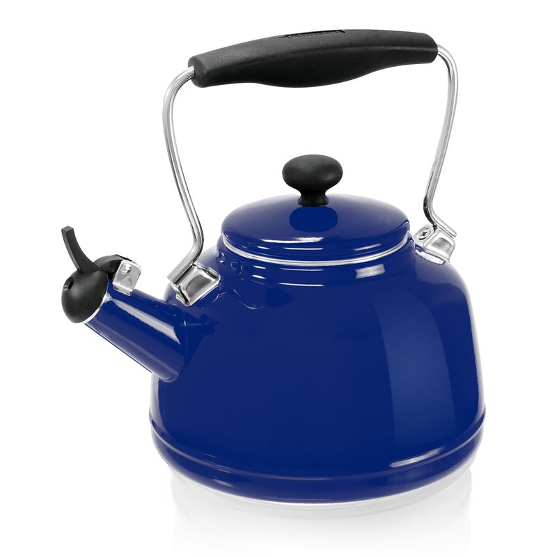 Chantal Tea Kettle 17 QT Vintage Series Premium Enamel on Carbon Steel Whistling Even Heating  Quick Boil Cobalt Blue