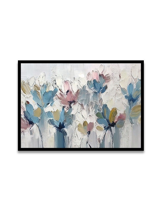 ماركتنا لوحة جدارية قماشية فنية لتزيين الحائط بتصميم ورود  مع برواز اسود مجوف مقاس 120x80سم قطعة واحدة - Image 2