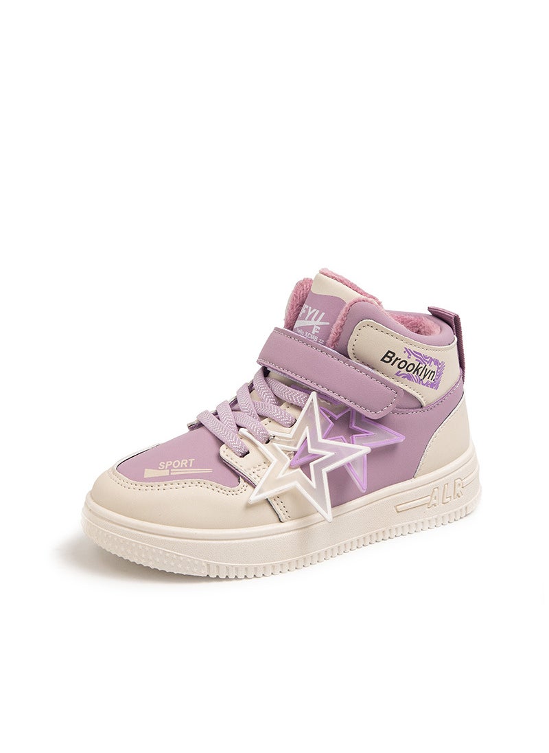 Generic Kids Star High-Top Plush Sneakers Autumn Winter Purple 
