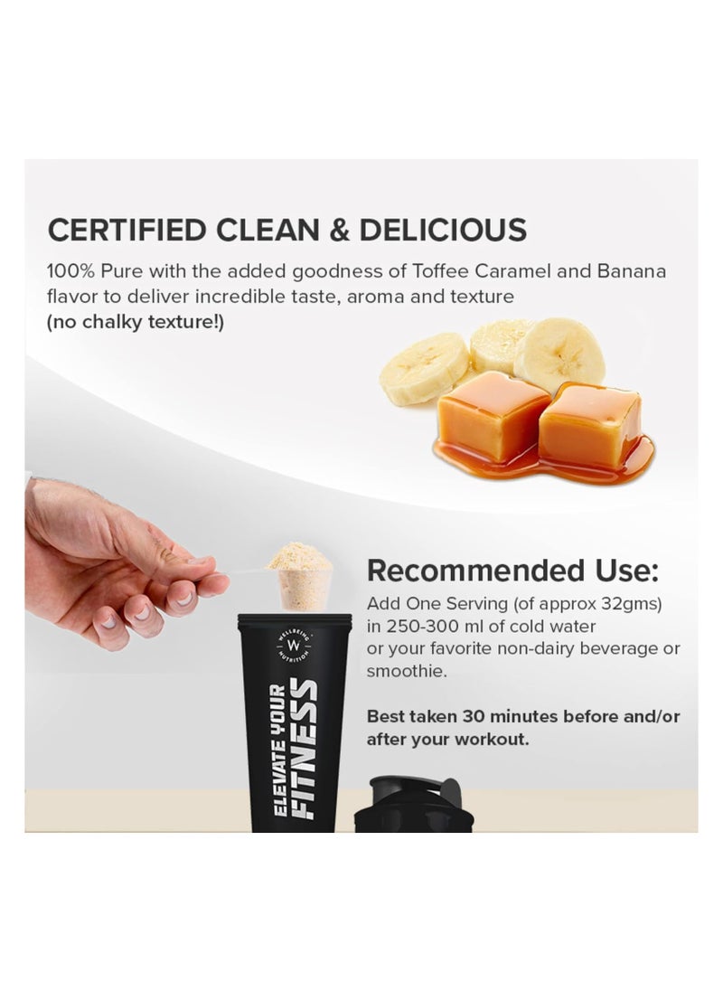 WELLBEING NUTRITION Wellbeing Nutrition Organic Vegan Plant Protein Isolate Powder | 22g Protein, 5g BCAA European Pea & Brown Rice Protein | Superfoods, Fiber for Muscle Growth & Recovery | British Banoffee Pie -500gm  - Image 5