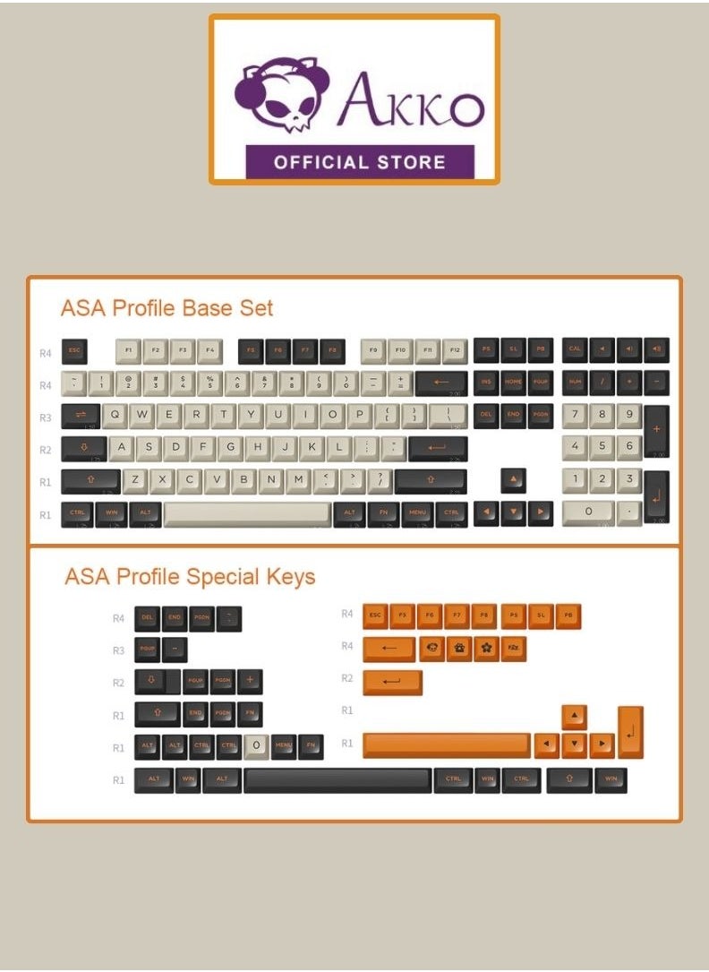 AKKO - Akko Carbon Retro PBT Keycaps ASA Low Profile 155 Keys - Image 1