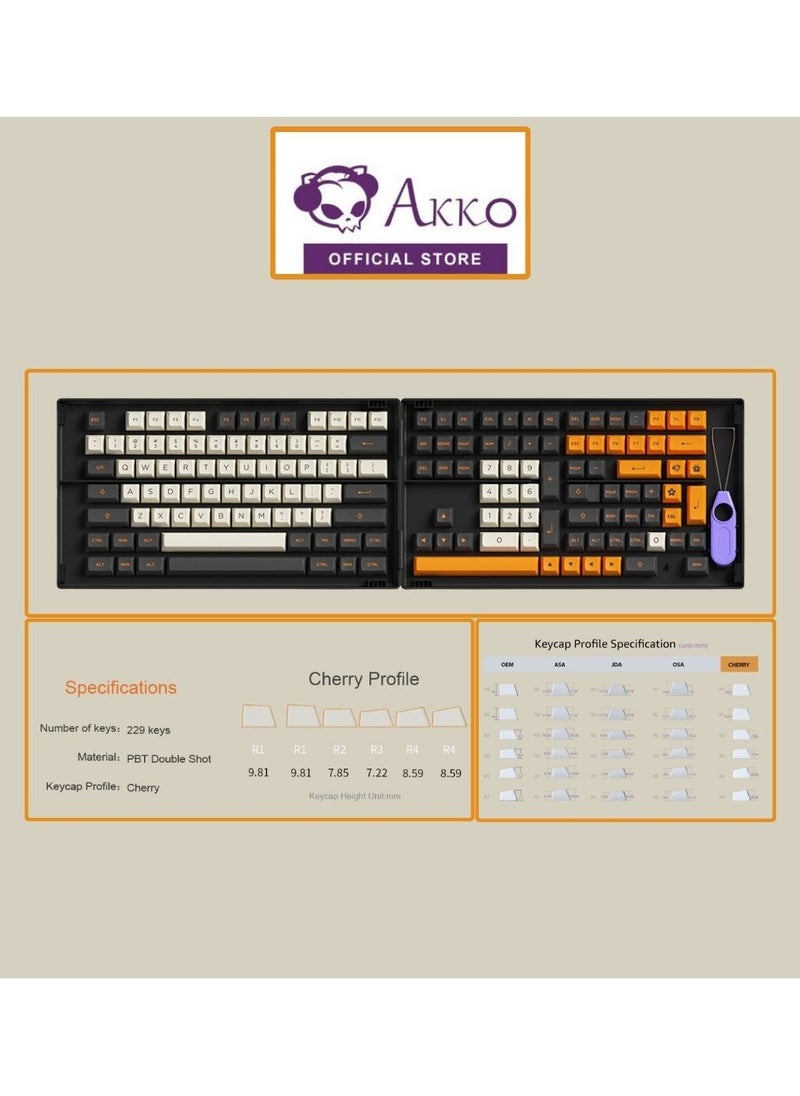 AKKO - Akko Carbon Retro PBT Keycaps ASA Low Profile 155 Keys - Image 1