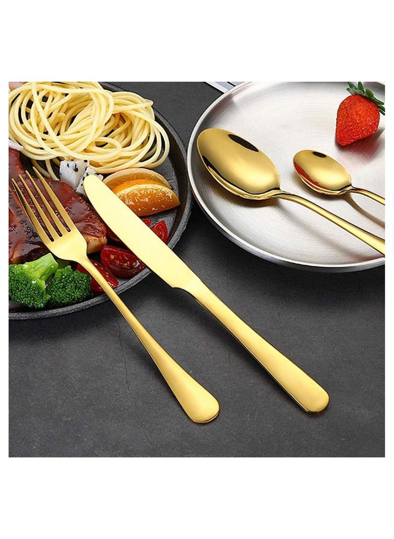 24-Piece Western Style Eco-Friendly Dishwasher Safe Stainless Steel Cutlery Set Gold