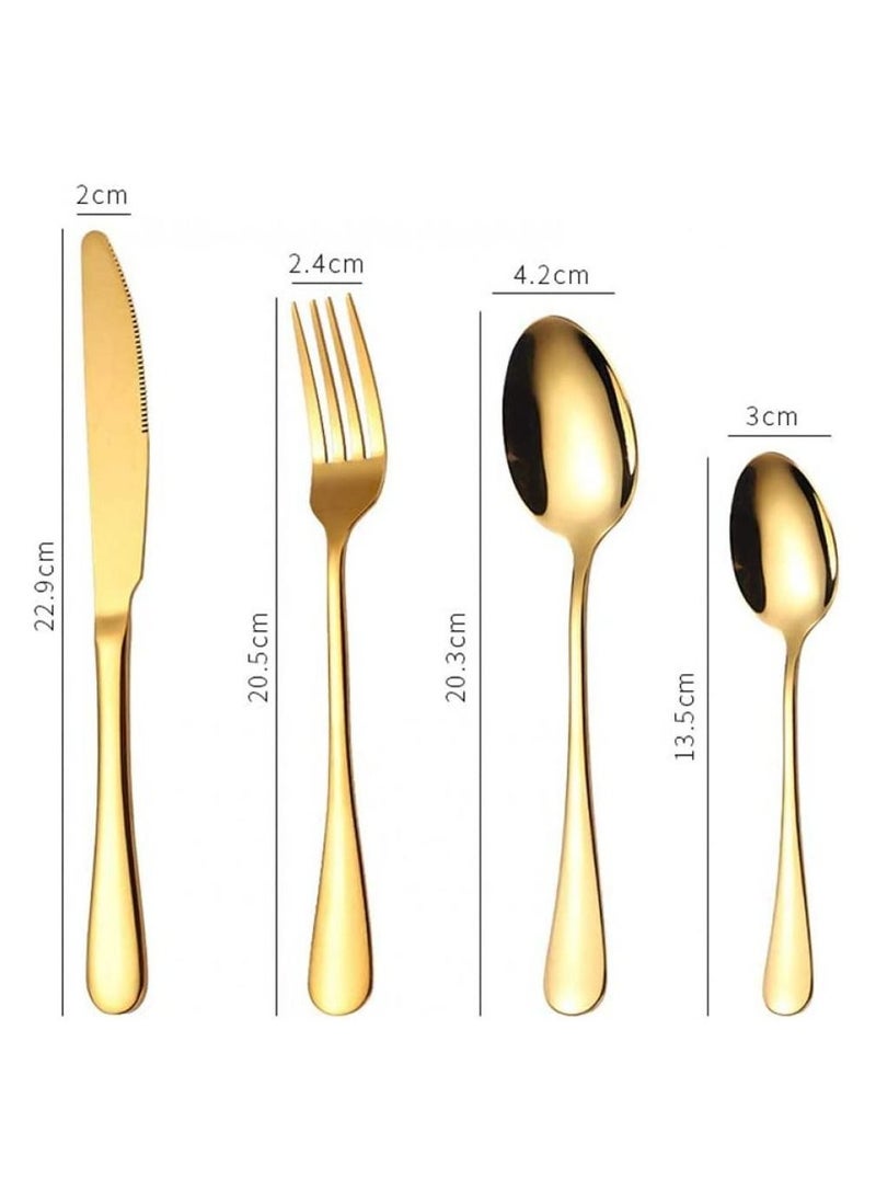 24-Piece Western Style Eco-Friendly Dishwasher Safe Stainless Steel Cutlery Set Gold