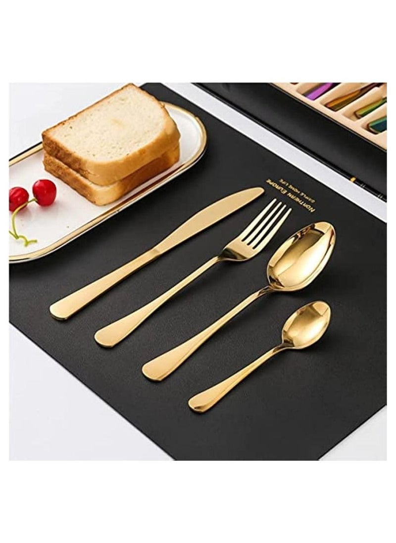 24-Piece Western Style Eco-Friendly Dishwasher Safe Stainless Steel Cutlery Set Gold