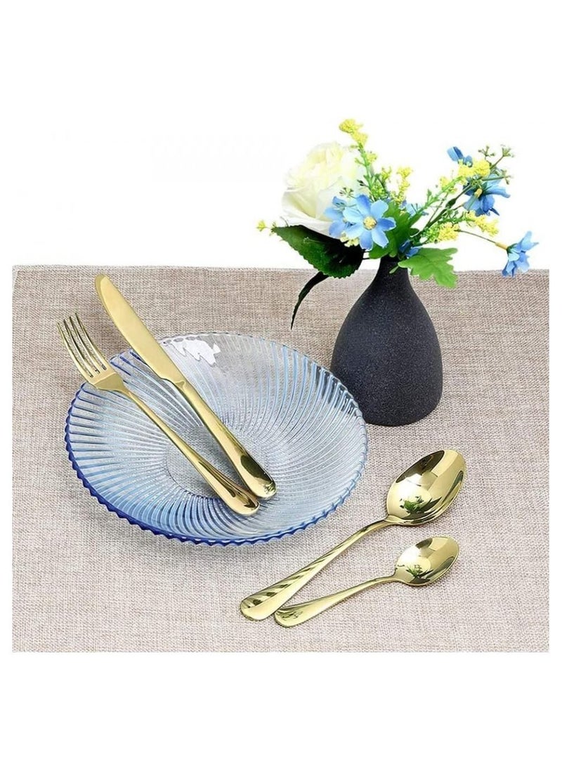 24-Piece Western Style Eco-Friendly Dishwasher Safe Stainless Steel Cutlery Set Gold