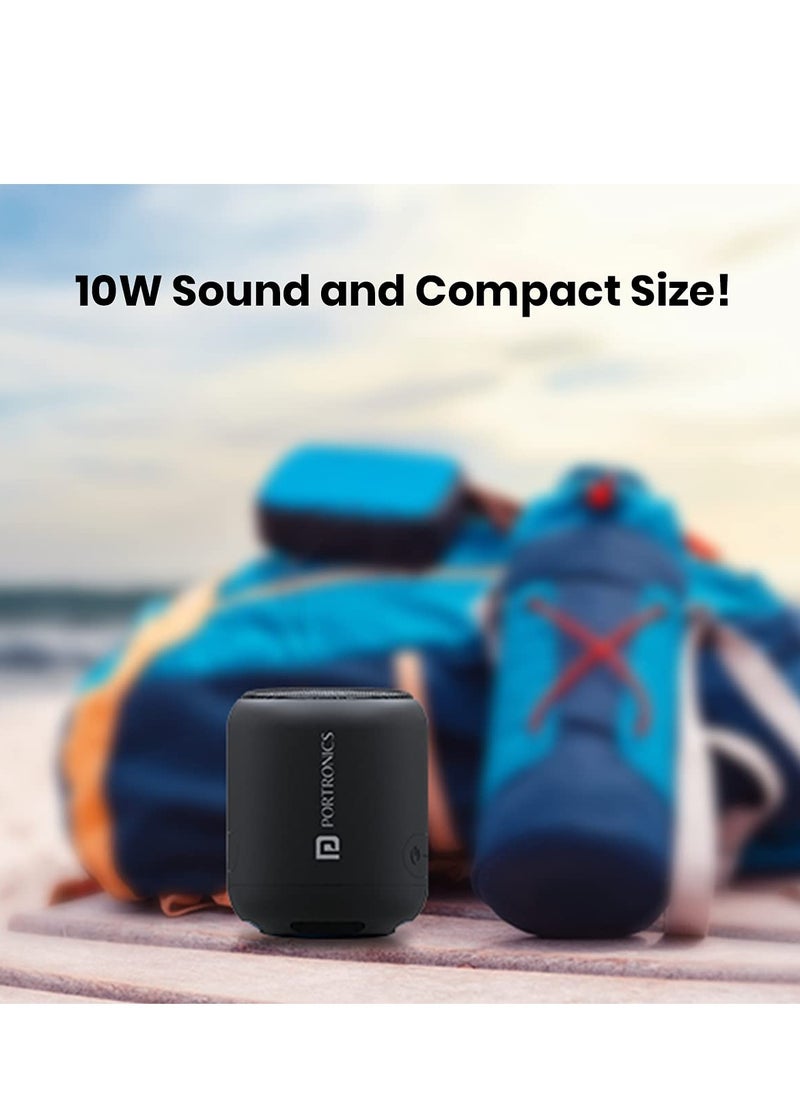 Portronics - Portronics SoundDrum 1 10W TWS Portable Bluetooth 5.3 Speaker with Powerful Bass, Inbuilt-FM and Type C Charging Cable Included(Black) - Image 1