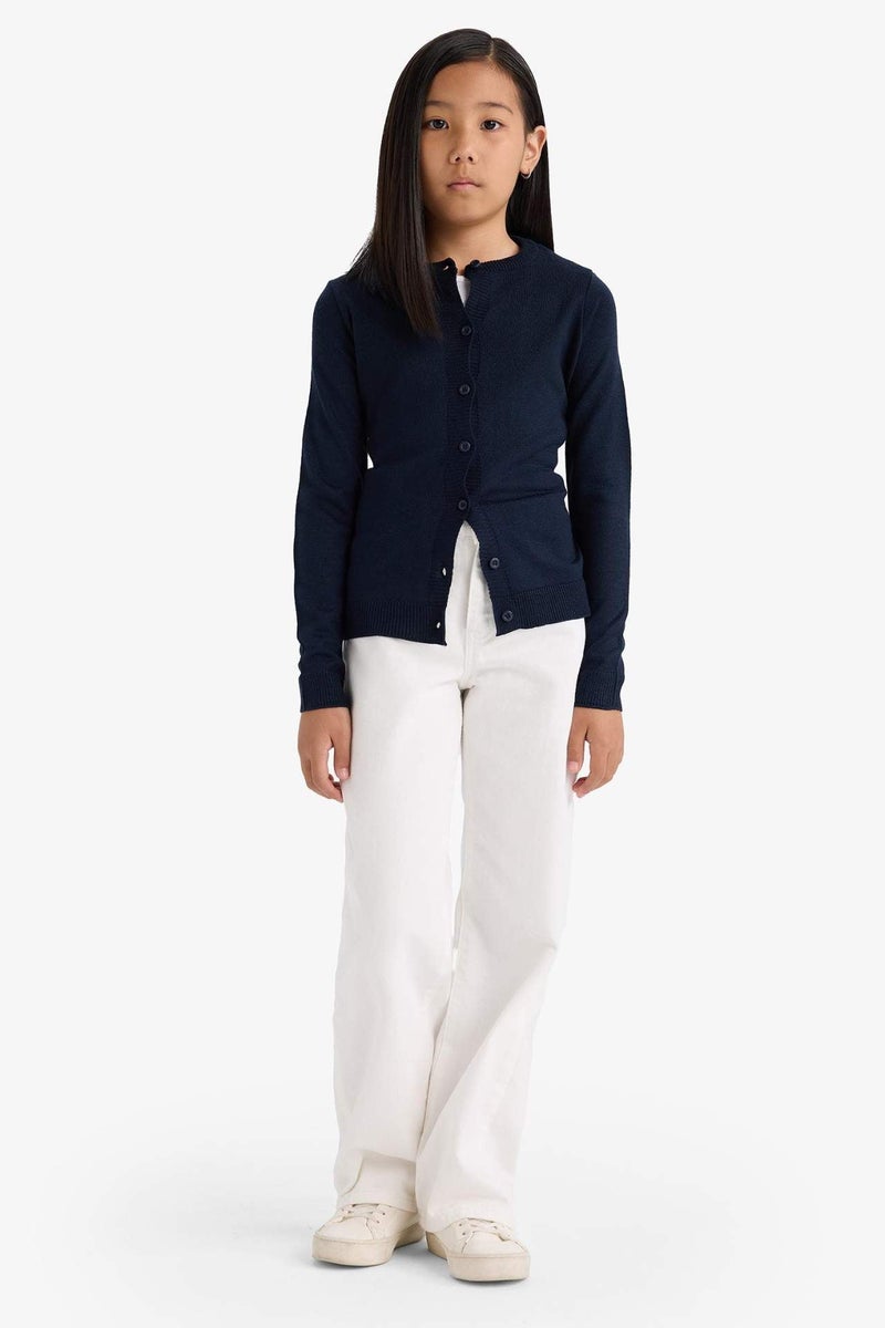 DeFacto Girl Crew Neck Button Down Knit Cardigan - Image 3