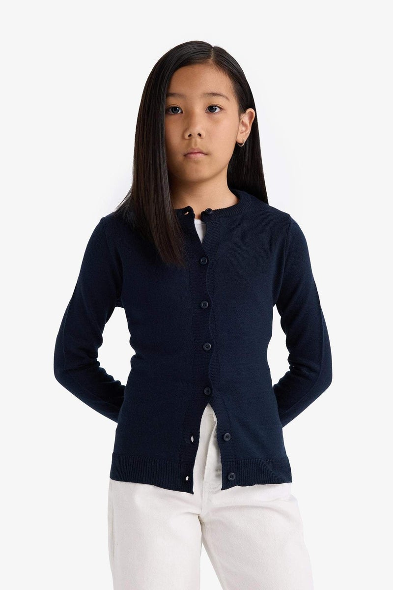 DeFacto Girl Crew Neck Button Down Knit Cardigan - Image 4