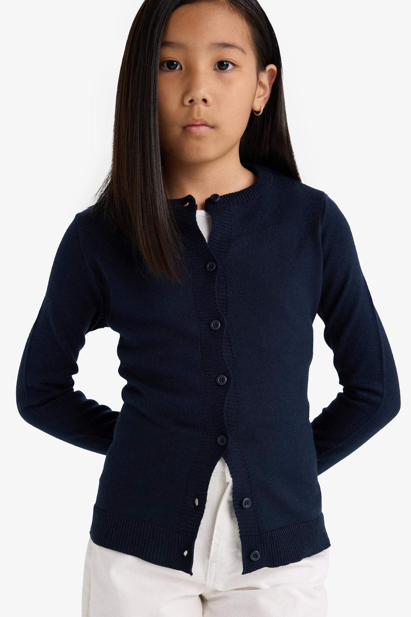 DeFacto Girl Crew Neck Button Down Knit Cardigan - Image 1