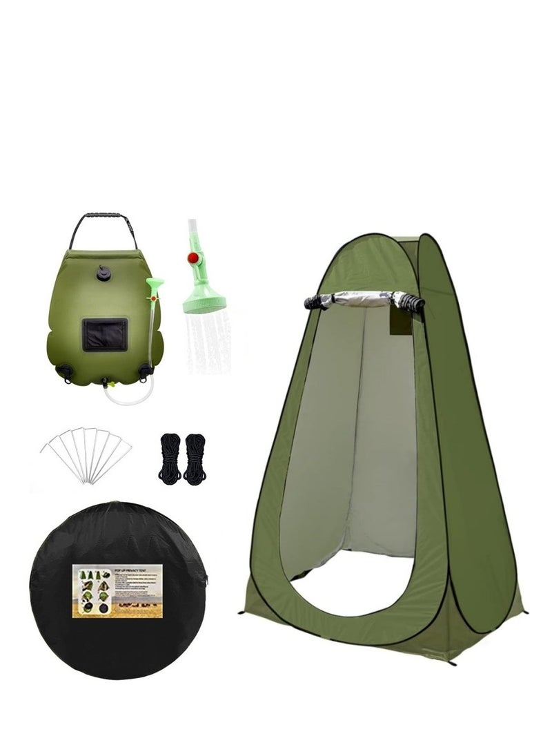 XiuWoo Solar Shower Tent Kit, Pop Up Privacy Tent Camping Shower Tent Kit Instant Pop Up Privacy, 5 Gallon Solar Shower Bag, Sun Canopy Beach Outdoor Camp Privacy Tent - Image 1