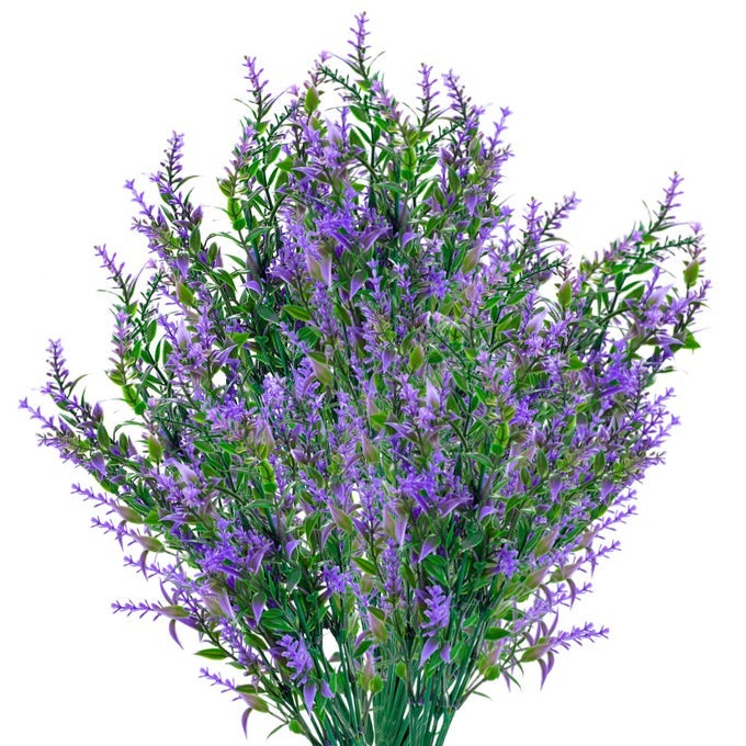 ARTIFICIAL LAVENDER FLOWERS 6 PACK ARTIFICIAL LAVENDER FLOWERS UV RESISTANT PLASTIC FLOWER FOR GARDEN HOME INDOOR AND OUTDOOR PURPLE