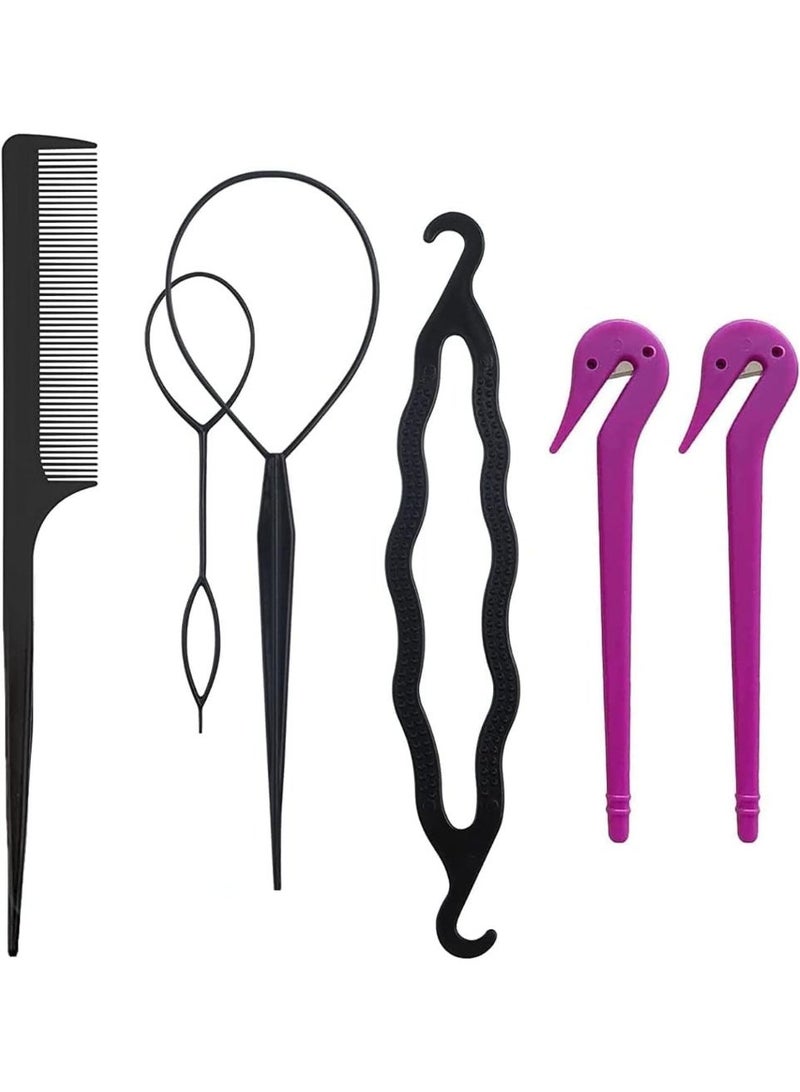 6 حزمة الشعر المطاط الشرائط إزالة القطع, مجموعة أداة ذيل الشعر, إكسسوارات الشعر القماش, صناعة ذيل الخيل, أداة القماش الفرنسية, لتصميم الشعر للأطفال الصغار, الفتيات النساء - Image 1