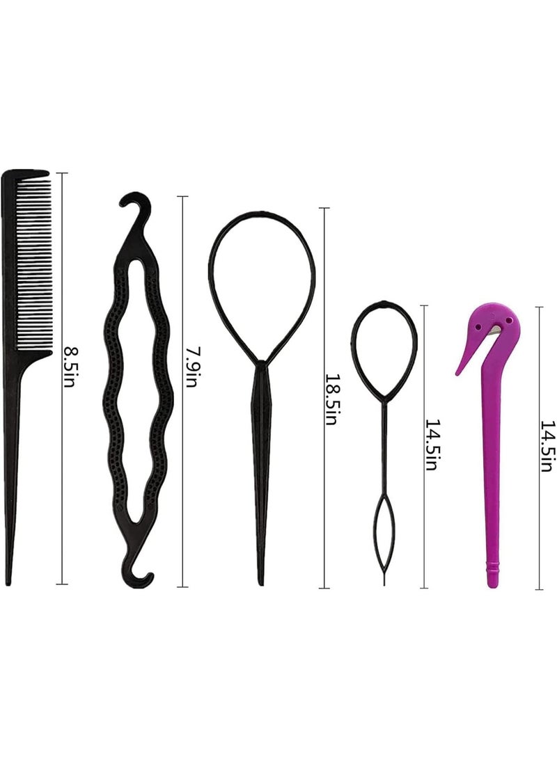 6 حزمة الشعر المطاط الشرائط إزالة القطع, مجموعة أداة ذيل الشعر, إكسسوارات الشعر القماش, صناعة ذيل الخيل, أداة القماش الفرنسية, لتصميم الشعر للأطفال الصغار, الفتيات النساء - Image 2