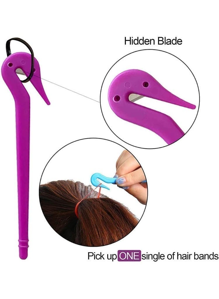 6 حزمة الشعر المطاط الشرائط إزالة القطع, مجموعة أداة ذيل الشعر, إكسسوارات الشعر القماش, صناعة ذيل الخيل, أداة القماش الفرنسية, لتصميم الشعر للأطفال الصغار, الفتيات النساء - Image 5