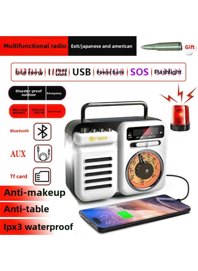Generic Flashlight Emergency Disaster Prevention Multifunctional Hand-cranked Power Generation Flashlight Hand-cranked Power Generation Radio Mobile Phone Emergency Light Outdoor-Color:Exquisite Model 096 (white)  - Image 1