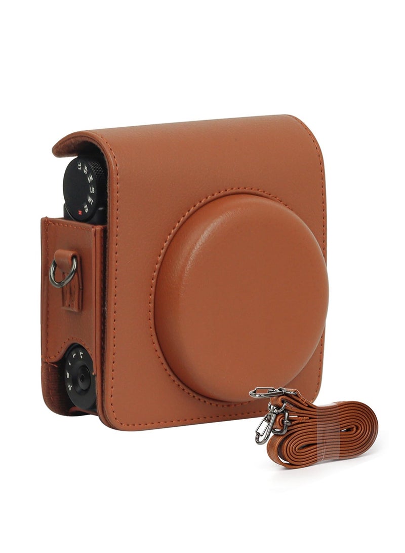 Protective Case For Fujifilm Instax Mini 99 Instant Camera PU Leather Bag Cover with Removable Adjustable Strap (Brown)  - Image 1