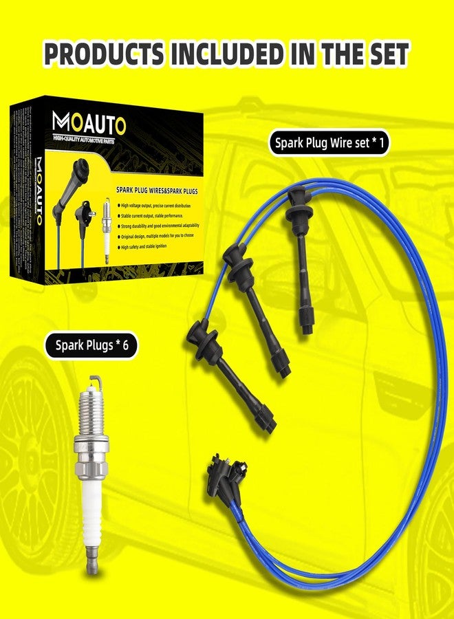 MOAUTO Set of 6 PCS Iridium Spark Plugs with Wire Set 19037-20011 7783 RC-TE65 Compatible with Toyota Lexus 1996-2001 Camry Sienna Avalon Solara ES300 - V6 3.0L - Image 5