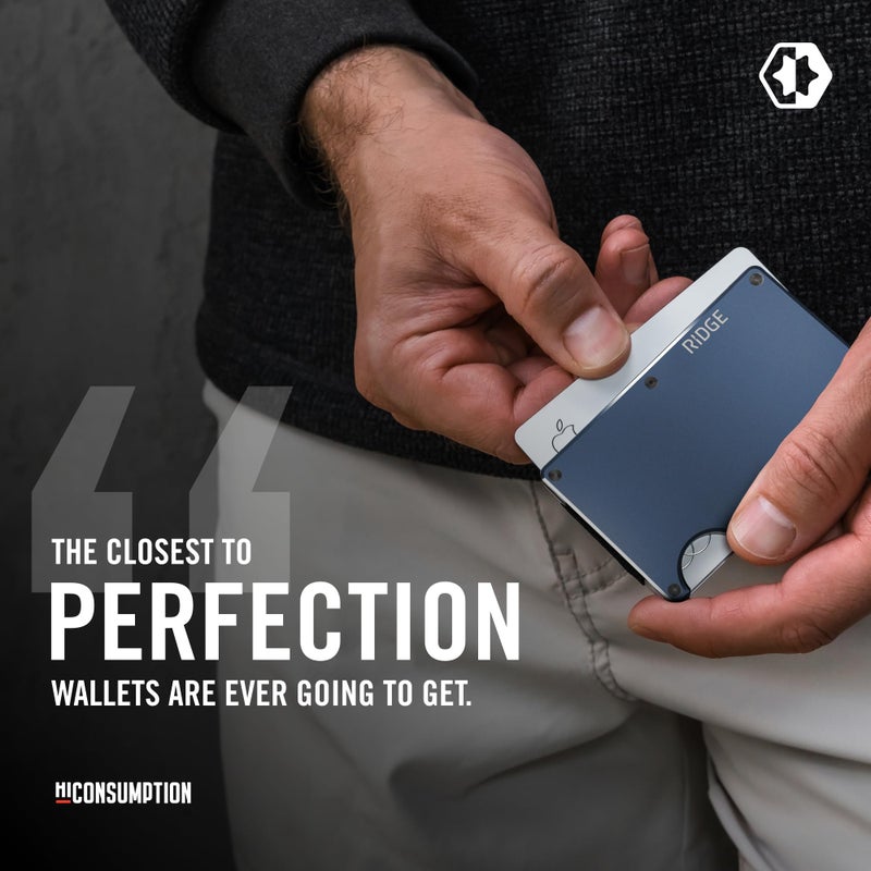 The Ridge Ridge Men's Slim Minimalist Front Pocket RFID Card Holder Wallet (Navy)  - Image 5