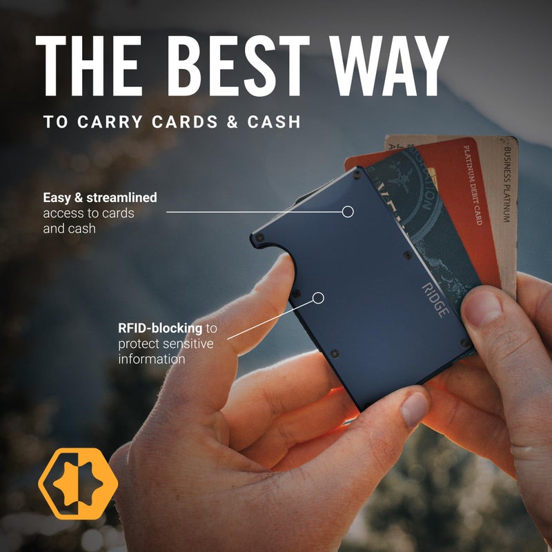 The Ridge Ridge Men's Slim Minimalist Front Pocket RFID Card Holder Wallet (Navy)  - Image 3